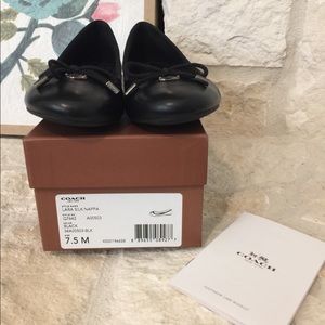 Coach black leather ballet flats